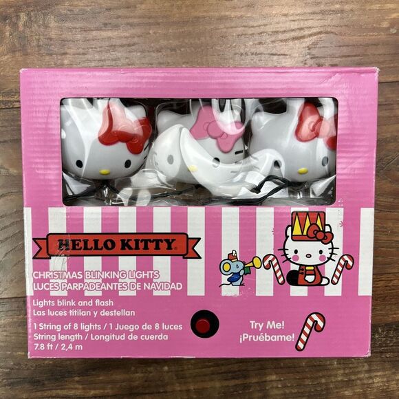 Sanrio Other - New Gemmy Retro Hello Kitty Christmas Blinking Lights Plastic Blowmold Like